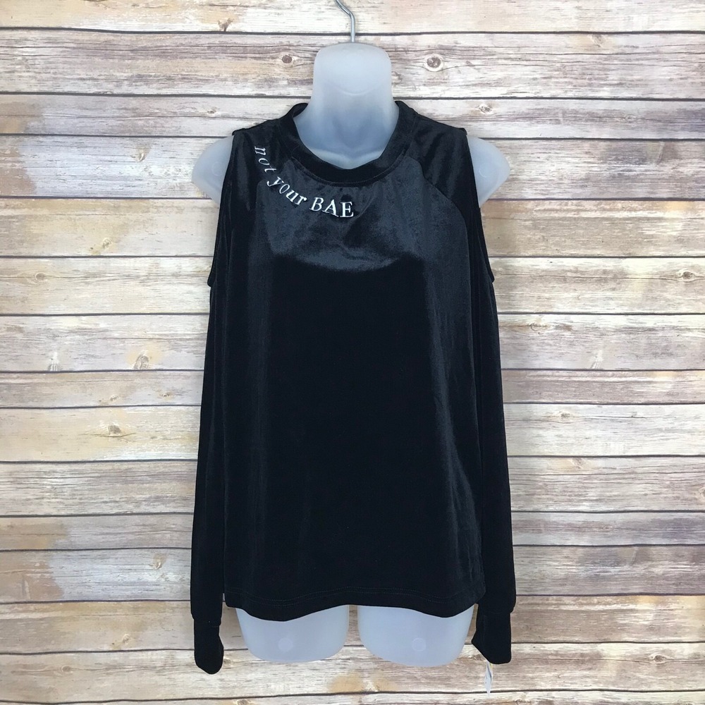 Material Girl Top Juniors M Active Cold Shoulder Crushed Velvet Not Your Bae